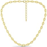 FILMOON Gold Mixed Statement Choker Necklace for Women 14K Gold Plated Mariner Chain Necklace Chunky Fashion Paperclip Chain Jewelry