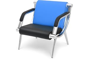 Walmokid Waiting Room Chair with Armrest, PU Leather Office Furniture, Lobby Conference Reception Chair, Office Guest Seating for Clinic,Airport,Hospital,Barber,Salon,Bank (Blue & Black, 1)