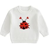 Toddler Girl Ladybug Sweaters Long Sleeve Embroidery Ladybird Jumpers Knit Pullover Tops Infant Baby Valentines Outfit