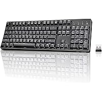 VELOCIFIRE Gaming Keyboard Mechanical, VM02WS 104-key Full Size Gaming Keyboard Ergonomic with Red Switches White Backlit & H