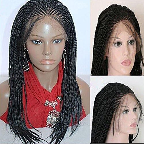 Micro Braided Lace Front wigs With Baby Hair Realistic Scalp Design Heat Resistant Synthetic Full wig for Women Dress women favorite wigs for party (24 inch)