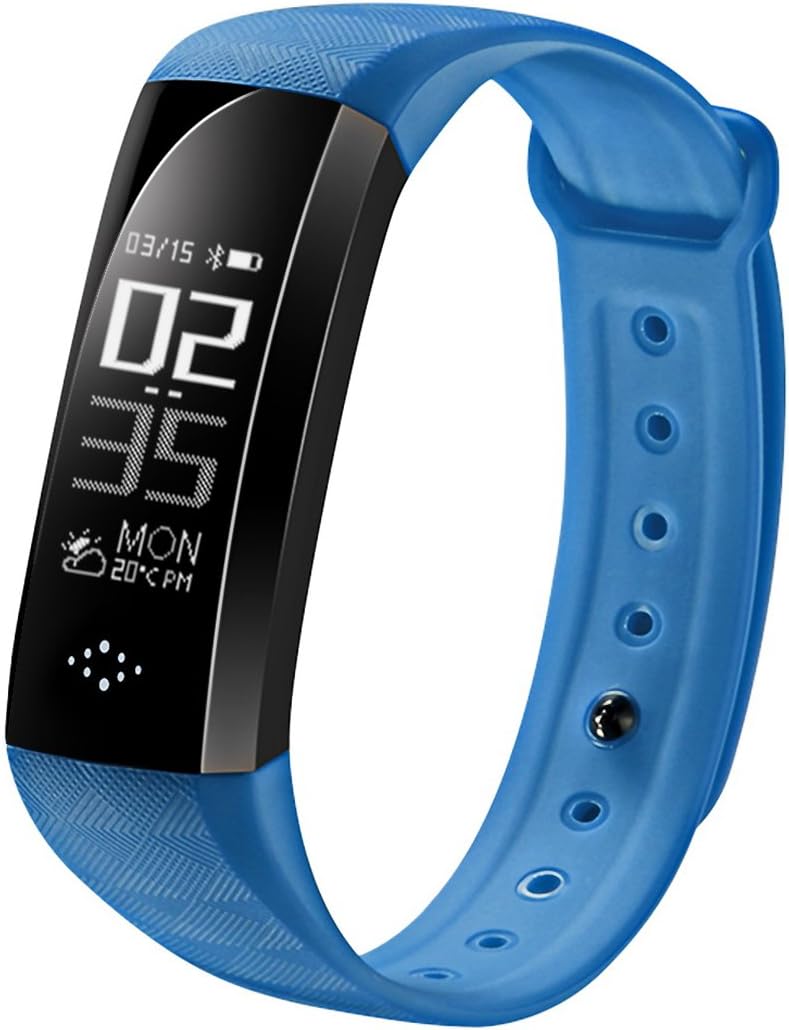 Fitness Trackes, M2S Waterproof Smart Bracelet Heart Rate Monitor Smart Band Pedometer Stop Watch Calorie Counter Sleep Tracker Blood Pressure Monitor w/ App for iOS and Android Cellphone-Blue