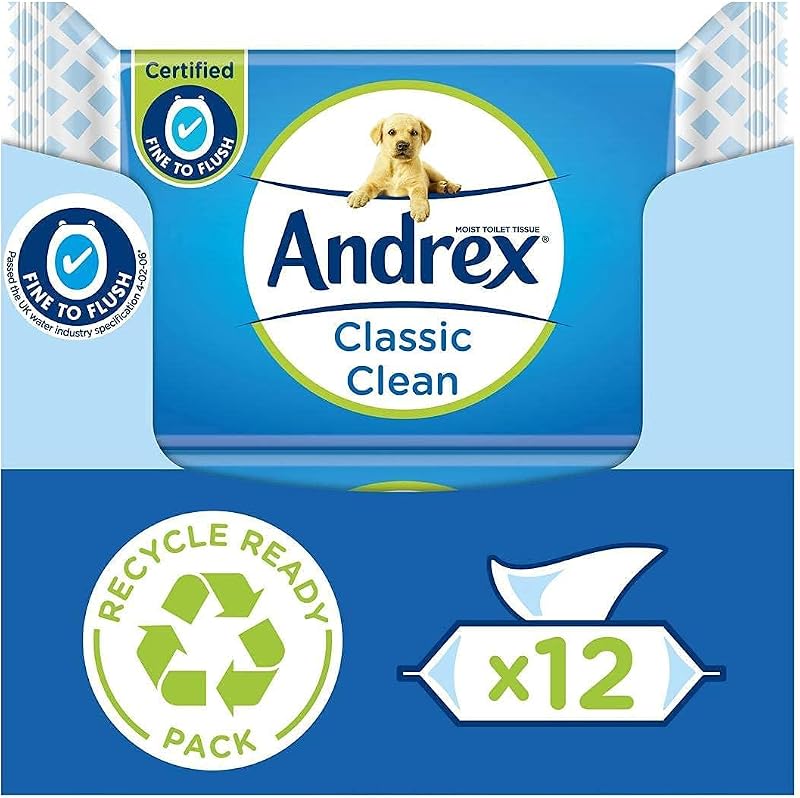 Andrex Ultimate Fresh Washlets 12 Packs Biodegradable Flushable Toilet Wipes
