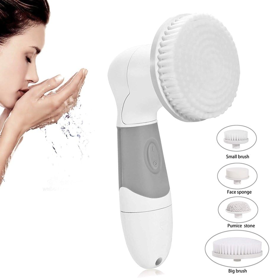 WWJJLL Face Brush,4 In1 Electric Face Facial Cleansing Brush Exfoliation Deep Cleans Skin Acne Blackheads for Face And Body