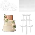 Grevosea Cake Dowel, Cake Dowels for Tiered Cakes Plastic Cake Support Rods, White Cake Stand Sticks with 3PCS Cake Boards - for Tiered Cake Construction and Stacking Supporting (18PCS)
