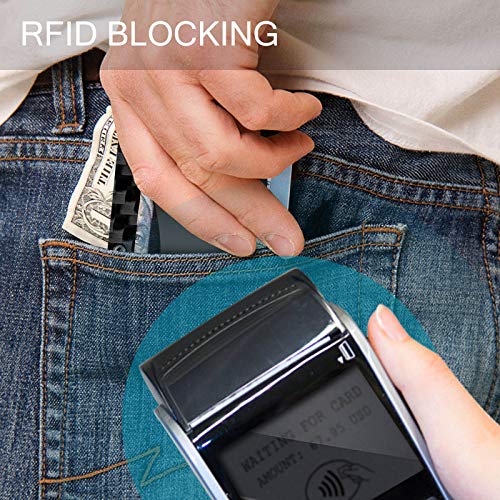 TININ Carbon Fiber Wallet, Slim Minimalist Wallet, RFID Blocking Front