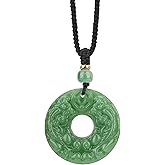 Chiorgone Feng Shui Pi Xiu Necklace Christmas Gift, Green Good Luck Pendant for Men & Women, Carved Amulet with Holiday Box