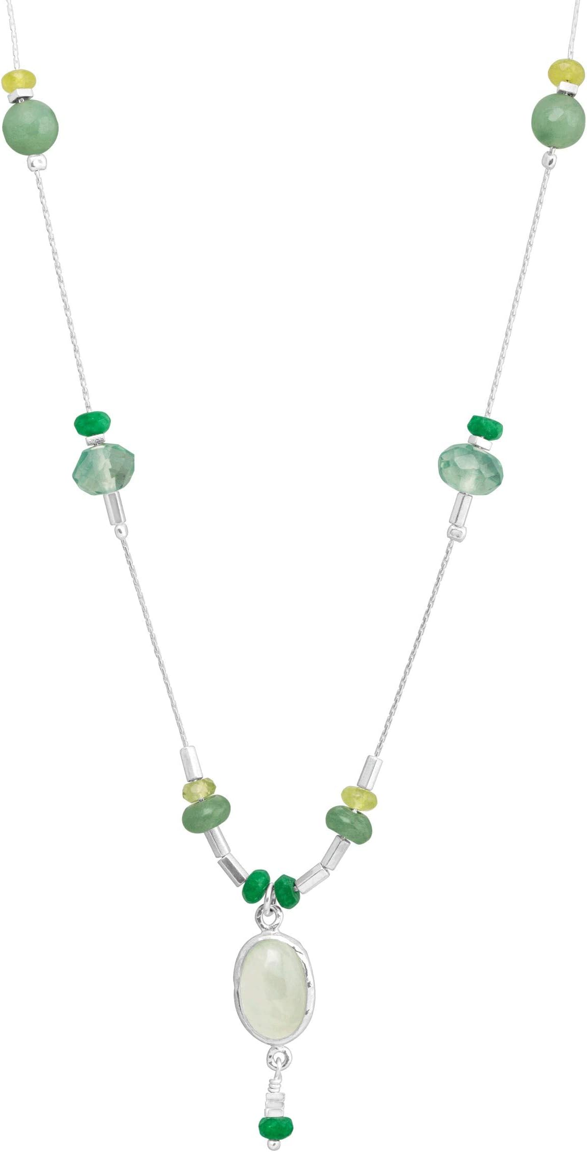 Mint for Each Other' Natural Aventurine, Jade, Fluorite, & Hematite Pendant Necklace in Sterling Silver