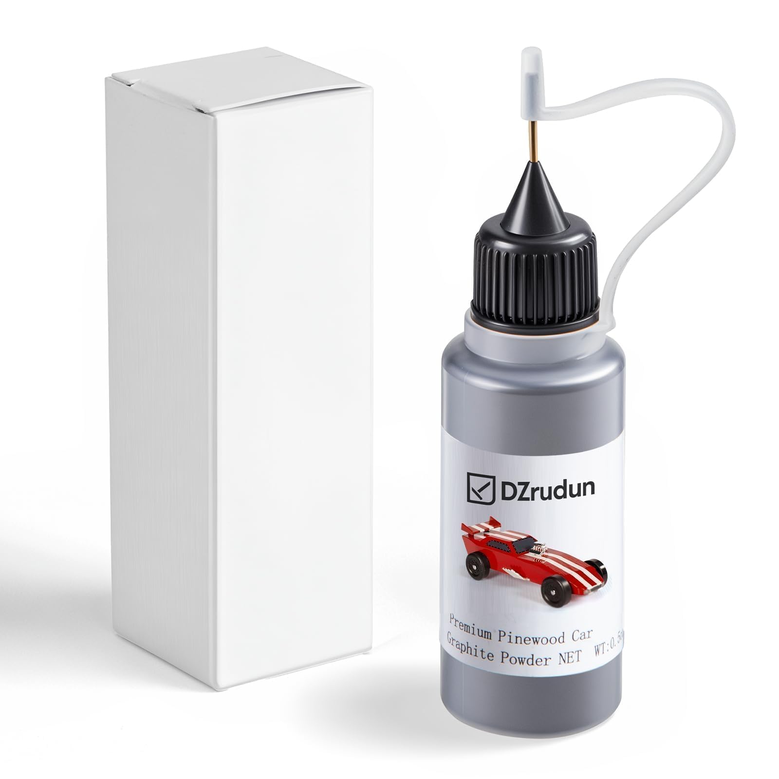 DZrudun Graphite Powder for Pinewood Cars-0.5oz Dry Graphite Lubricant Spray for Derby Axles&Wheels|High-Purity 3000-Mesh Multi-Use Lock Lubricant|Use with Pinewood Car Weights Kit|Easy Squeeze Bottle