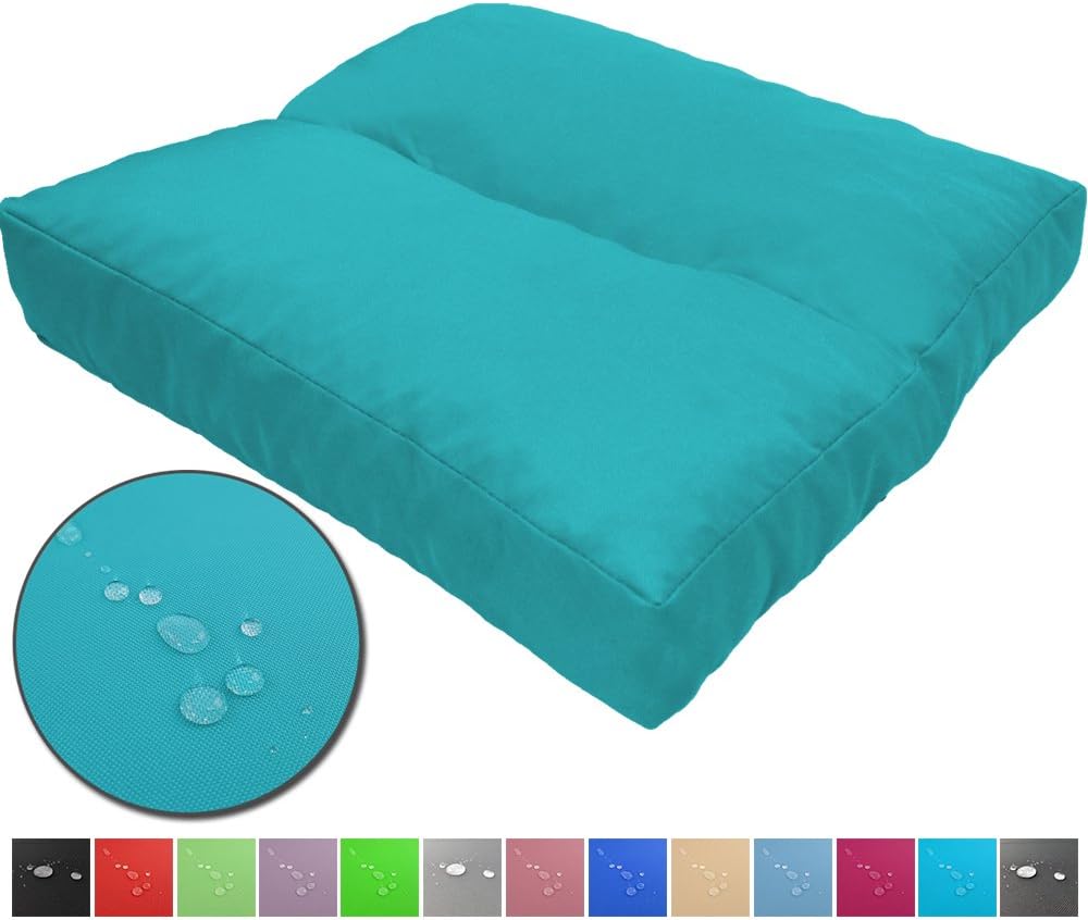 DILUMA LoungeWave Cushions for garden - Outdoor water-repellent and padded cushions for benches, sofa pallets or other garden seats, Size:40 x 40 cm, Colour:Aqua