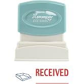 Xstamper Title Stamp Received &ndash; Two-Color Pre-Inked, Re-Inkable Business Stamp for Invoices, Inventory, Filing &amp; Warehouse Use, Blue/Red Ink