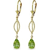 3 CTW 14k Solid Gold Vivid Fantasy Peridot Earrings