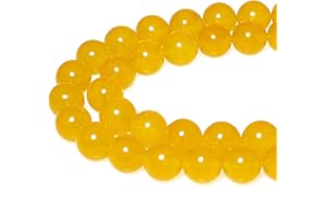MJDCB Natural Yellow Jade Round Loose Beads for Jewelry Making DIY Bracelet Necklace (8mm)
