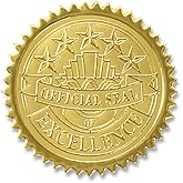 PaperDirect Official Seal of Excellence Embossed Gold Foil Certificate Seals, 2 Inch, Self Adhesive, 100 Count, Embossed Seals for Certificates, Achievement Award Stickers for School, Work, Diploma