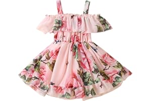 VINUOKER Toddler Baby Girls Summer Dress Chiffon Princess Tutu Dress Floral Beachwear Suspender Sundress Skirt Little Girl Clothes