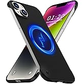 GRECAZO Magnetic Ultra Thin Frosted Designed for iPhone 14 Frameless Case 6.1 inch Slim [Compatible with MagSafe] Minimalist Lightweight Matte Hard Cover Protective Borderless Case- Black