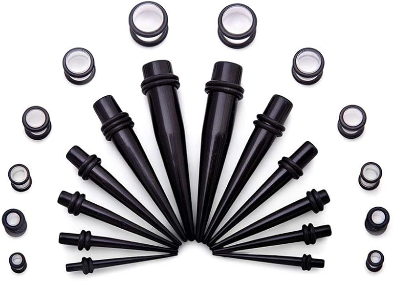 24Piece Ear Stretching Kit— Acrylic Tapers and Clear UV