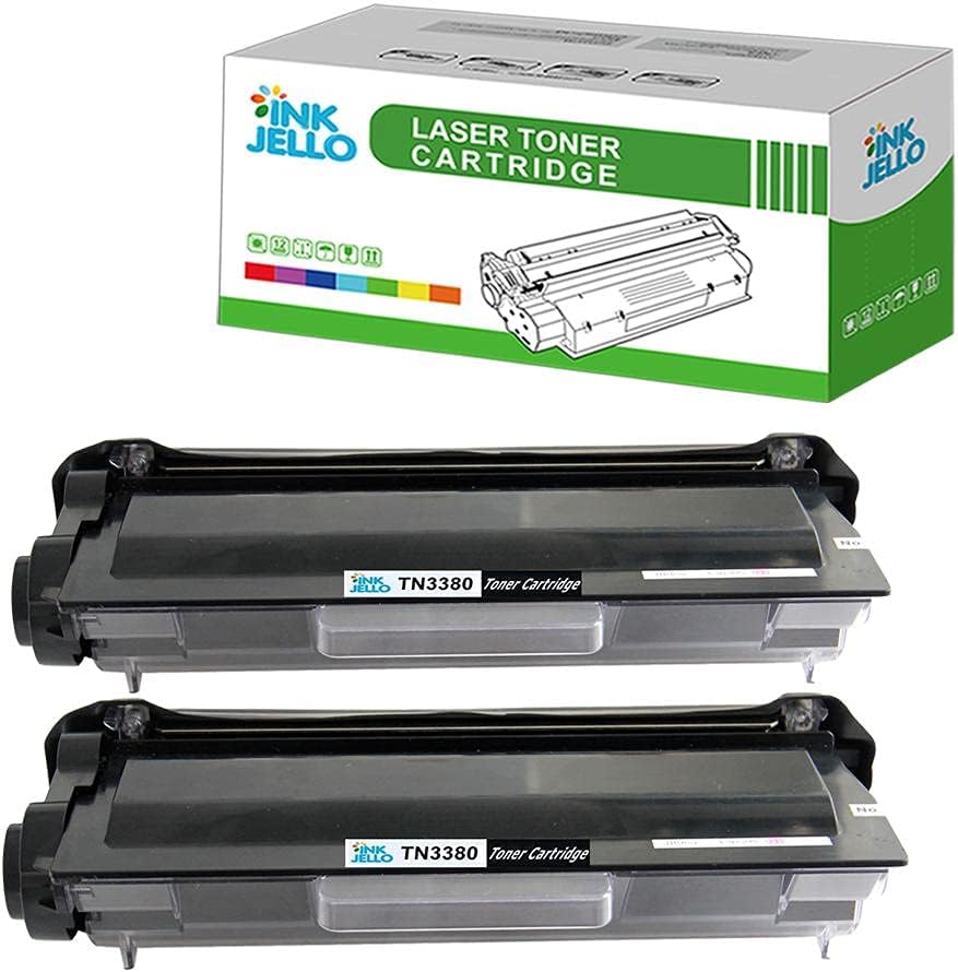 InkJello TN3380 Toner Cartridge Black Double Pack for Brother DCP HL MFC