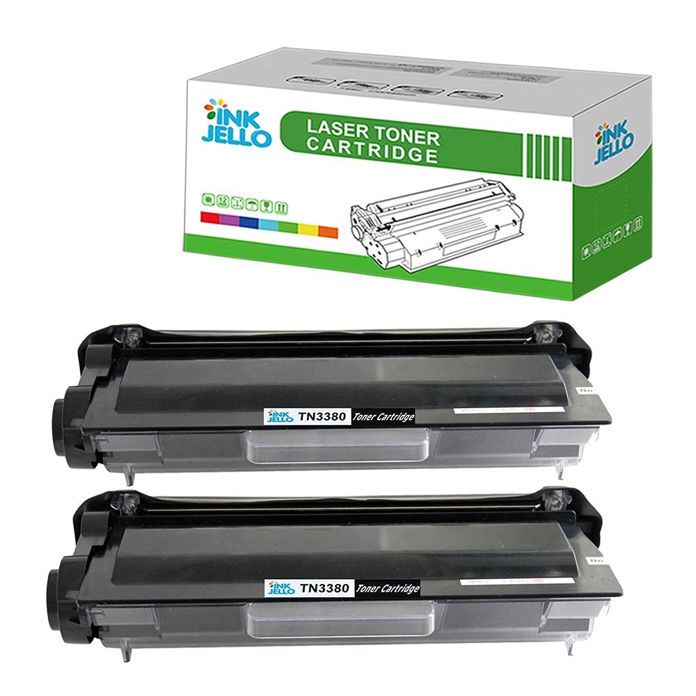 InkJello Compatible Toner Cartridge Replacement for Brother DCP-8110DN DCP-8250DN HL-5440D 5450DN 5450DNT 5470DW 6180DW 6180DWT MFC-8510DN MFC-8520DN MFC-8950DW MFC-8950DWT TN3380 (Black, Double Pack)