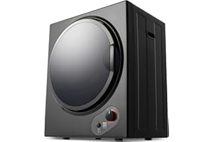 VOOHEK Electric Compact Laundry Portable Clothes Dryer Machine, with Stainless Steel Drum and Built-in Filter, 5 Drying Modes, Easy Knob Control, for Apartments Dormitory RVs, Wall Mount Kit Included, Black