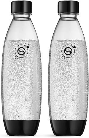 sodastream 0,8L BPA-freie FUSE Kunststoffflasche schwarz | Spülmaschinengeeignet | Kompatibel mit DUO, E-DUO, Terra, uvm. | 2er-Pack
