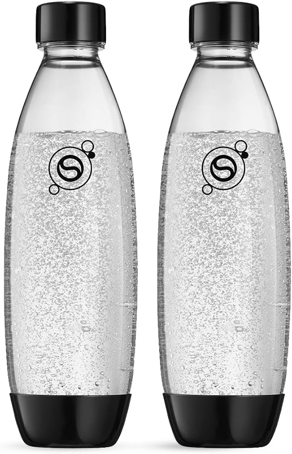 sodastream 0,8L BPA-freie FUSE Kunststoffflasche schwarz | Spülmaschinengeeignet | Kompatibel mit DUO, E-DUO, Terra, uvm. | 2er-Pack