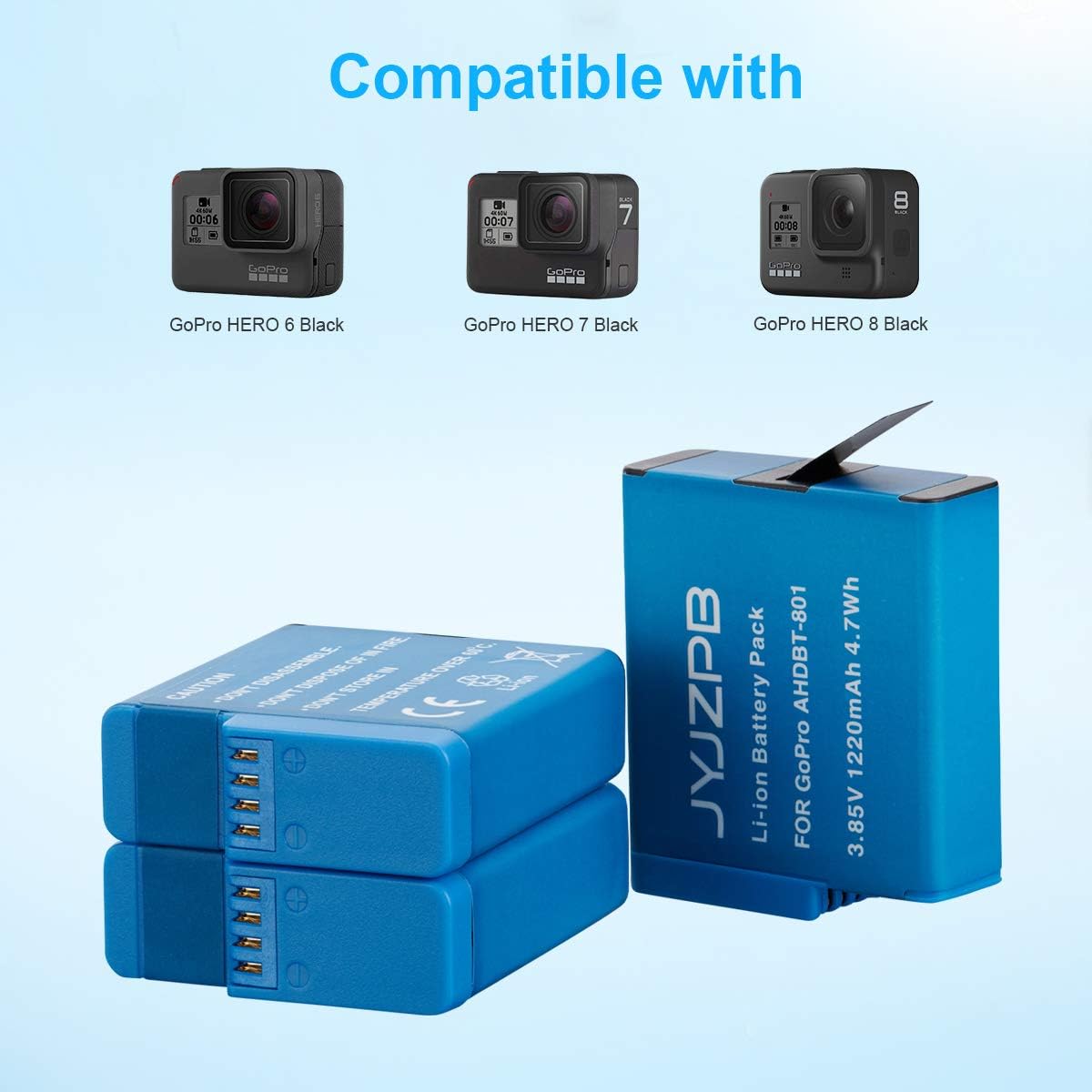JYJZPB Hero 8/7/6 Replacement Batteries(3 Packs) and 3-Channel Battery Charger Compatible with GoPro Hero 8 Black, GoPro Hero 7 Black, and GoPro Hero 6 Black (Fully Compatible with Original) : Home Audio & Theater