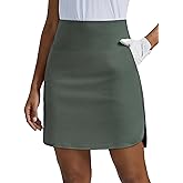 PINSPARK 18" Skorts for Woman Above Knee Length Athletic Golf Skirts 3 Pockets UPF 50+ High Waist Pickleball Tennis Skirt