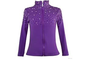 JoyCan Figure Skating Jacket Fleece Lined Long Sleeve Pink Custom Fit with Rhinestones for Women and Kids