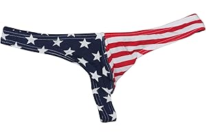 MuscleMate Hot Men's Thong Underwear, USA Star-Spangled Banner, Men's Stars and Stripes Thong G-String Underwear.