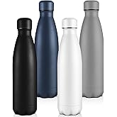 Volhoply 25oz Insulated Water Bottles Bulk 1/2/4 Pack, Metal Sports Water Bottles, Keeps Cold & Hot, BPA Free Leakproof Bottle (Assorted,4 Pack)