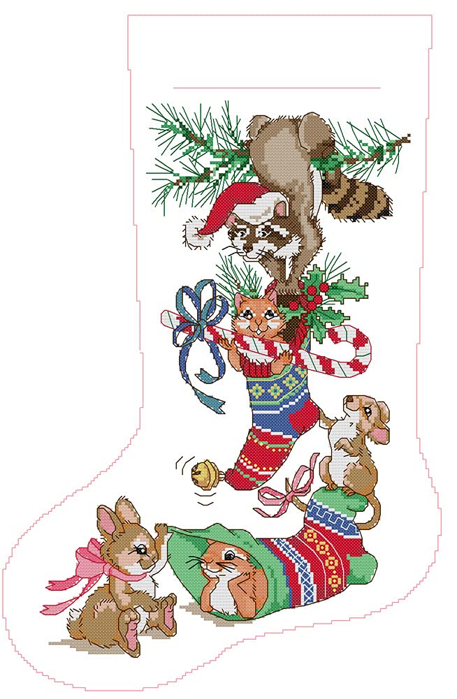 Awesocrafts Cross Stitch Kits, Christmas Stockings Easy Patterns Cross Stitching Embroidery Kit Supplies, Counted (Counted)