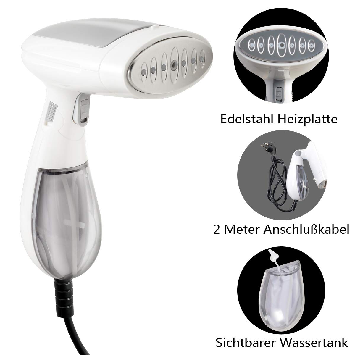 TEQStone Défroisseur Vapeur Voyage Portable, 1500W Fer à Repasser 25sec Chauffe Rapide de Supprime les rides et stérilise avec, Lissage Vertical/Horizontal Générateurs pour Maison et Voyage