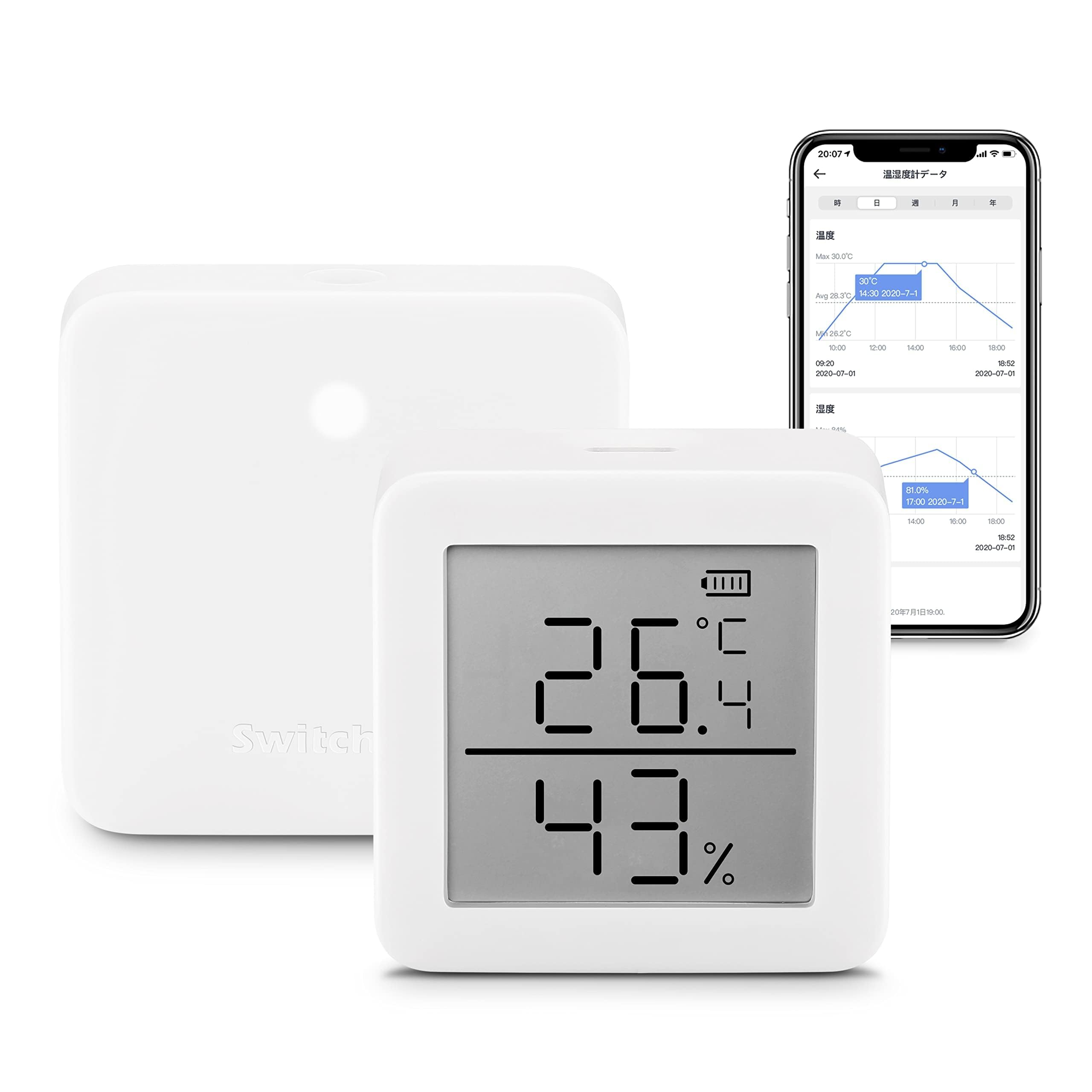 SwitchBot WiFi Hygrometer Thermometer Set, Indoor Wireless Temperature Humidity Sensor Monitor with App Control, Notification Alert, 2 Years Free Data Storage Export, for Home Greenhouse Wine Cellar