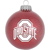 Ohio State Buckeyes Sparkle Ornament, 3.25 Inch Blown Glass Christmas Ornament with Official NCAA Team Logo and Colors