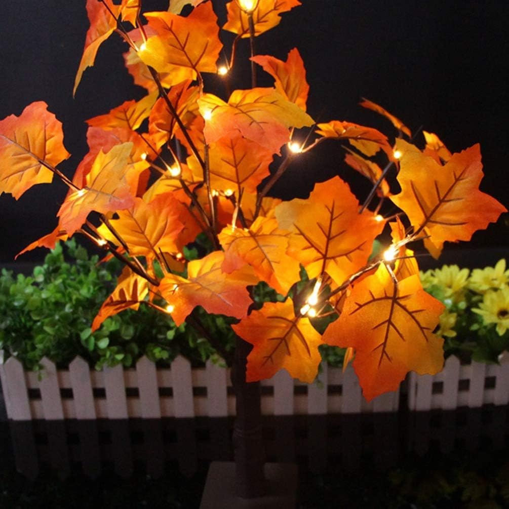 LEDMOMO Fall Maple Tree Artificial Battery Operated Xmas Tree Lights Tabletop Autumn Tree for Home Thanksgiving Festival Decoration Warm White Light Without Battery - Image 5