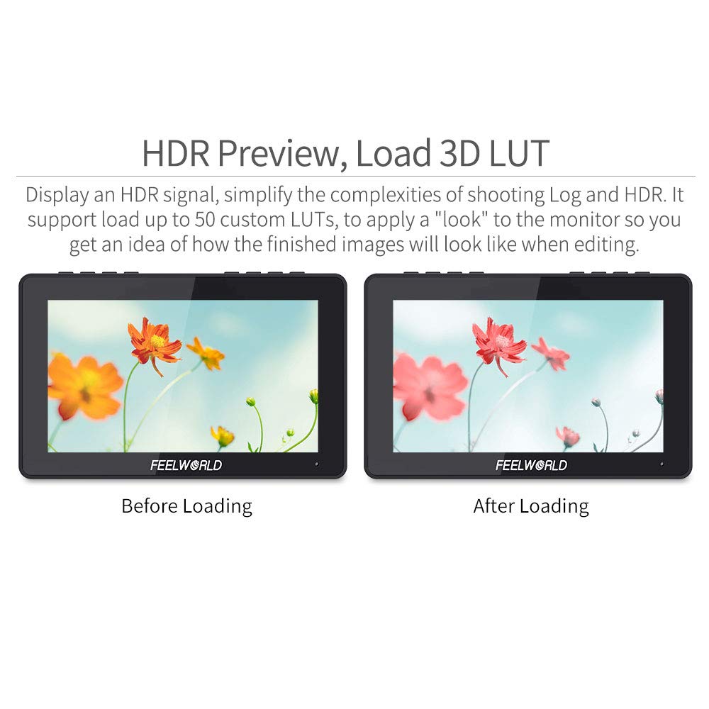 FEELWORLD LUT7S PRO 7 Inch Ultra Bright 2200nits DSLR Camera Field Monitor 3D LUT Touch Screen HDR Waveform F970 External Kit 4K HDMI 3G-SDI
