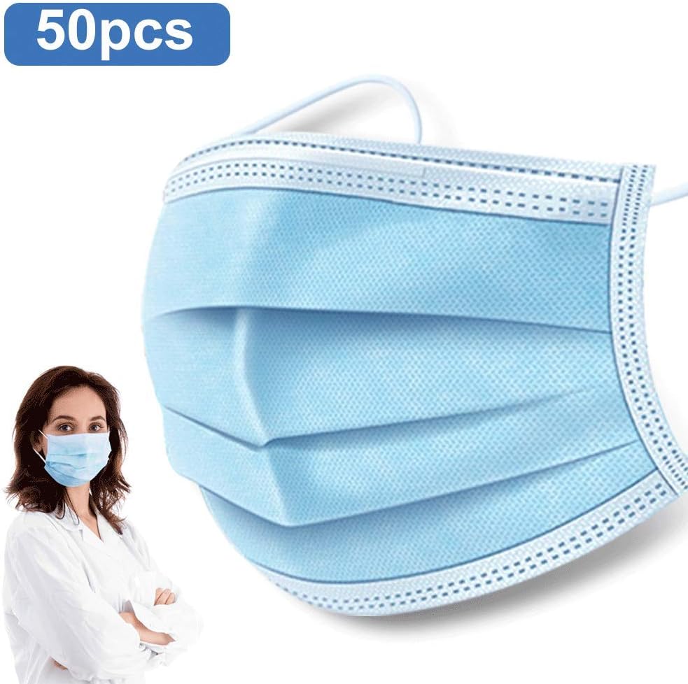 50 PCS Disposable Earloop Face Masks,Level 3 Respirator Masks For Germ Protection Antiviral Medical Surgical Dental Polypropylene Masks for Personal Health Virus Protection …