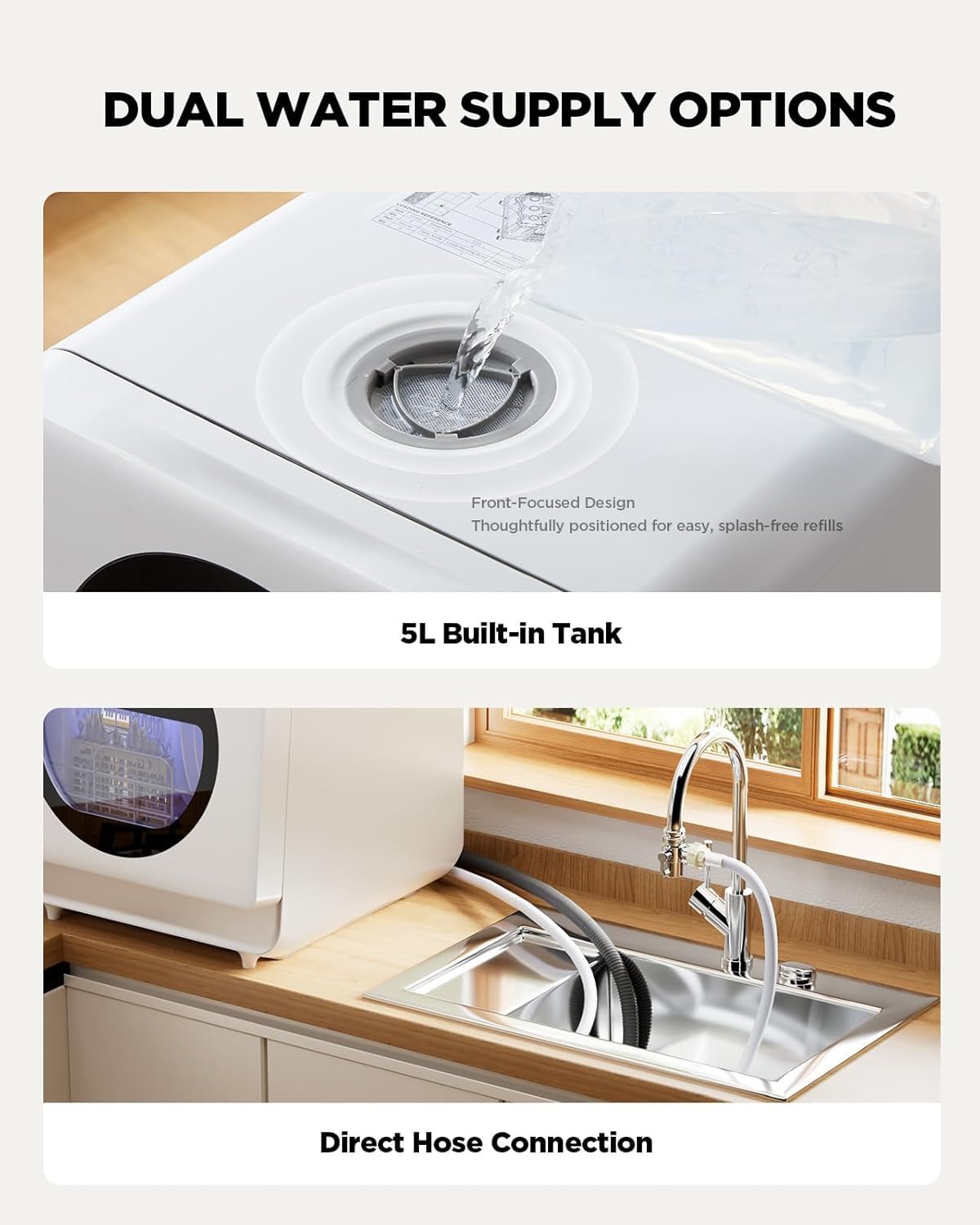 Silonn Portable Countertop Dishwasher with App Control, Mini Dishwasher with 5L Water Tank for Apartments/RVs No Hookup Needed, Dish washer with 8 Wash Programs 4 Place Settings Auto Air Dry