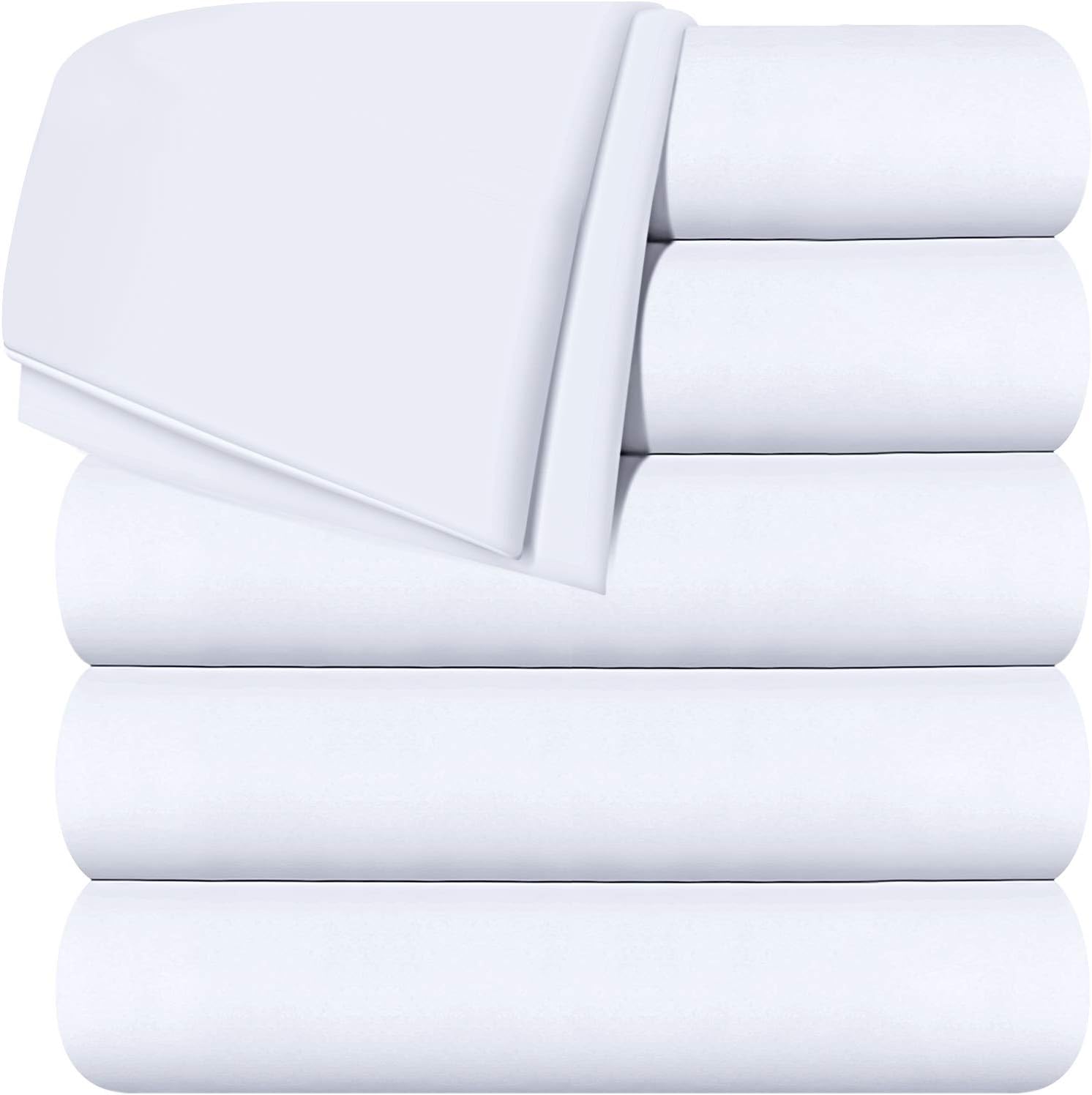 Utopia Bedding Flat Sheets - Pack of 6 - Soft Brushed Microfiber Fabric - Shrinkage & Fade Resistant Top Sheets - Easy Care (Twin, White): Home & Kitchen