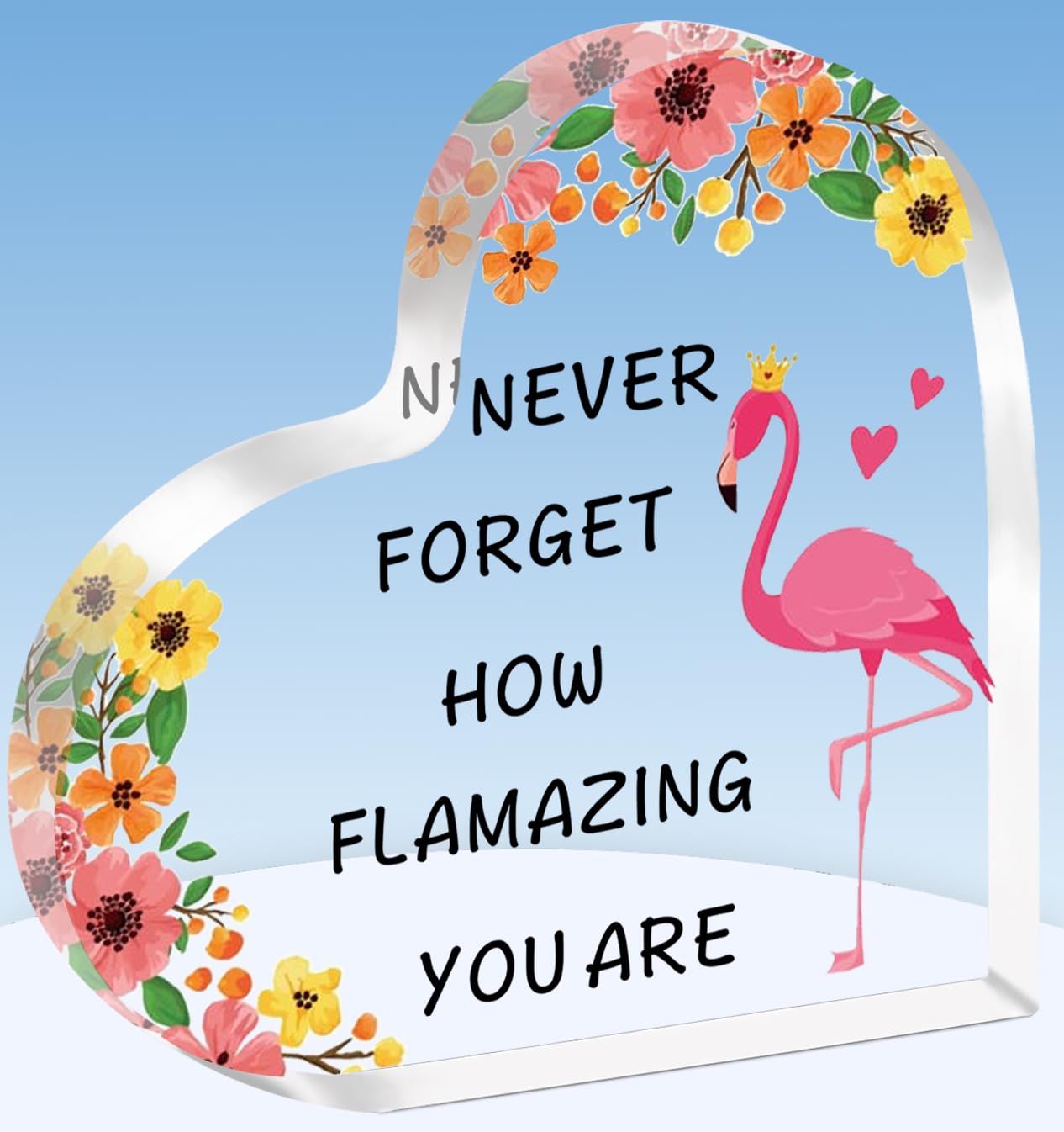 TTOVEN Inspirational Gifts for Women Girls Flamingo Gifts for Women Acrylic Heart Plaque Inspirational Cheer up Gift for Girlfriend Wife Girls Daughter