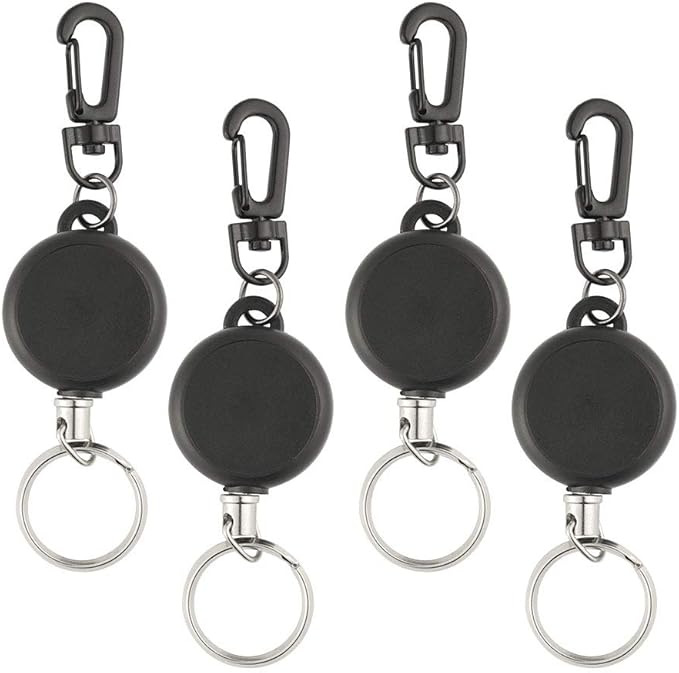 KUUQA 4 Pieces Retractable Keychain Retractable Key Chain Heavy Duty Key Holde with 60cm/ 23.6