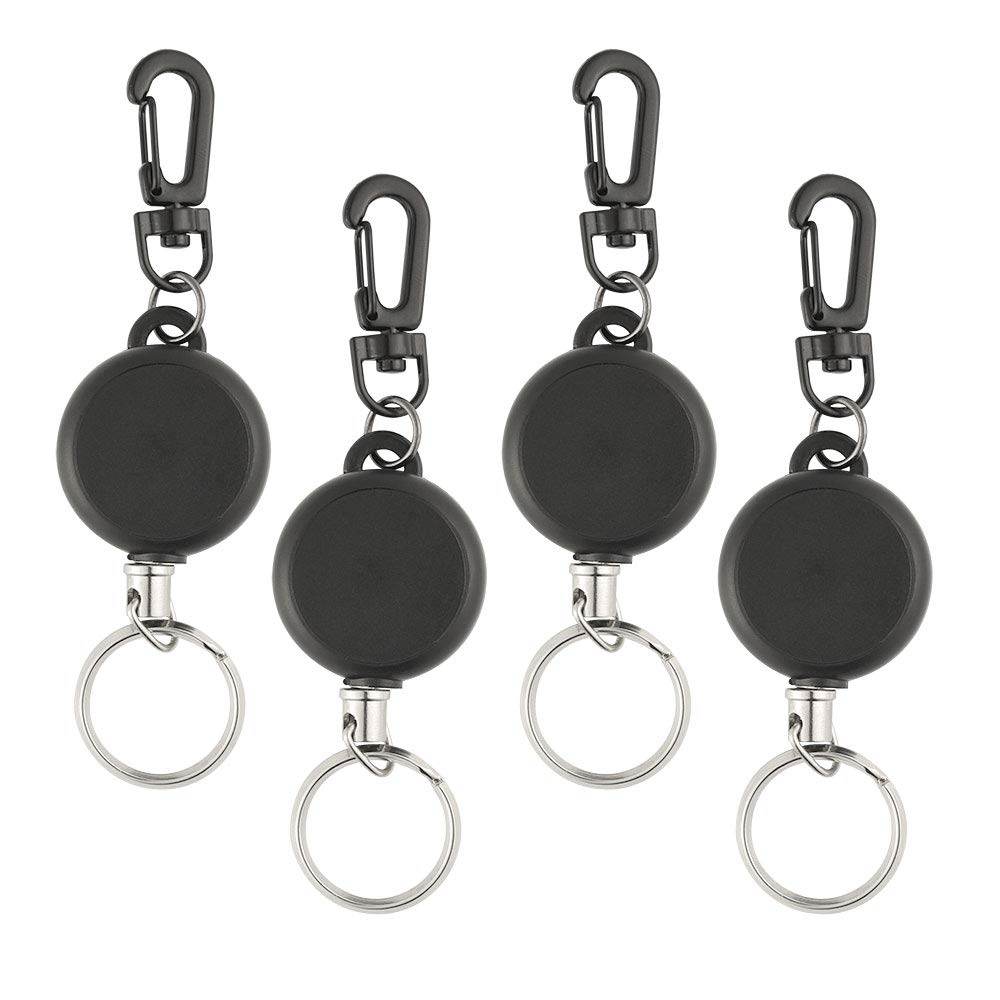 TUPARKA 4 Pieces Retractable Key Chain Heavy Duty Key Holde with 60cm/ 23.6 Inches Steel Wire Rope