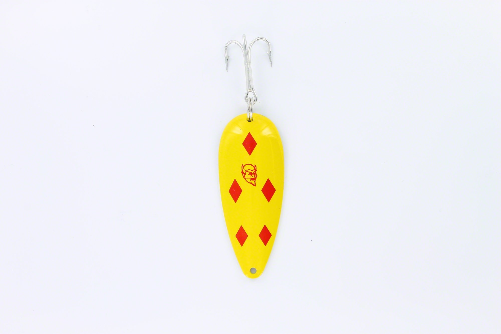 Eppinger Dardevle Spoon, 3 5/8", 1 oz, Yellow/Red Diamonds, Brass Back