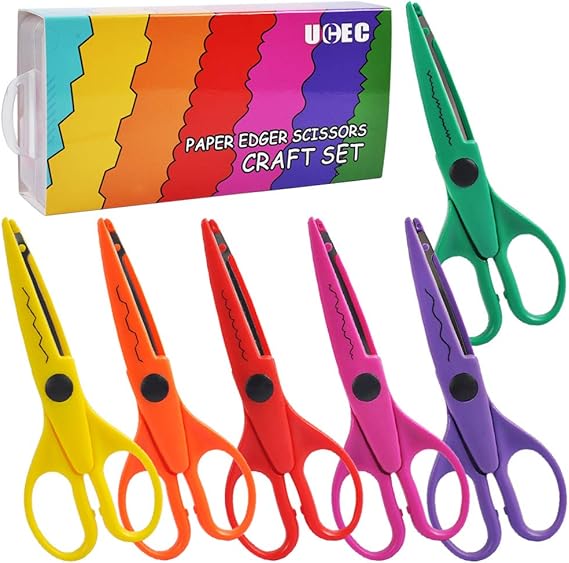 UCEC 6 Kids Craft Scissors, Colorful Decorative Paper Edge Scissors Set
