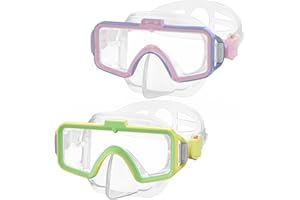 Norabidea Kids Swim Goggles with Nose Cover, Two-Color Anti-Fog Swimming Goggles for 6-14, Snorkeling Diving Mask for Youth
