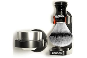 Anbbas Synthetic Badger Shaving Brush and Bowl with Black ABS Wall Mounting Type Holders for Soap Bowl and Brush for Men Wet Shave
