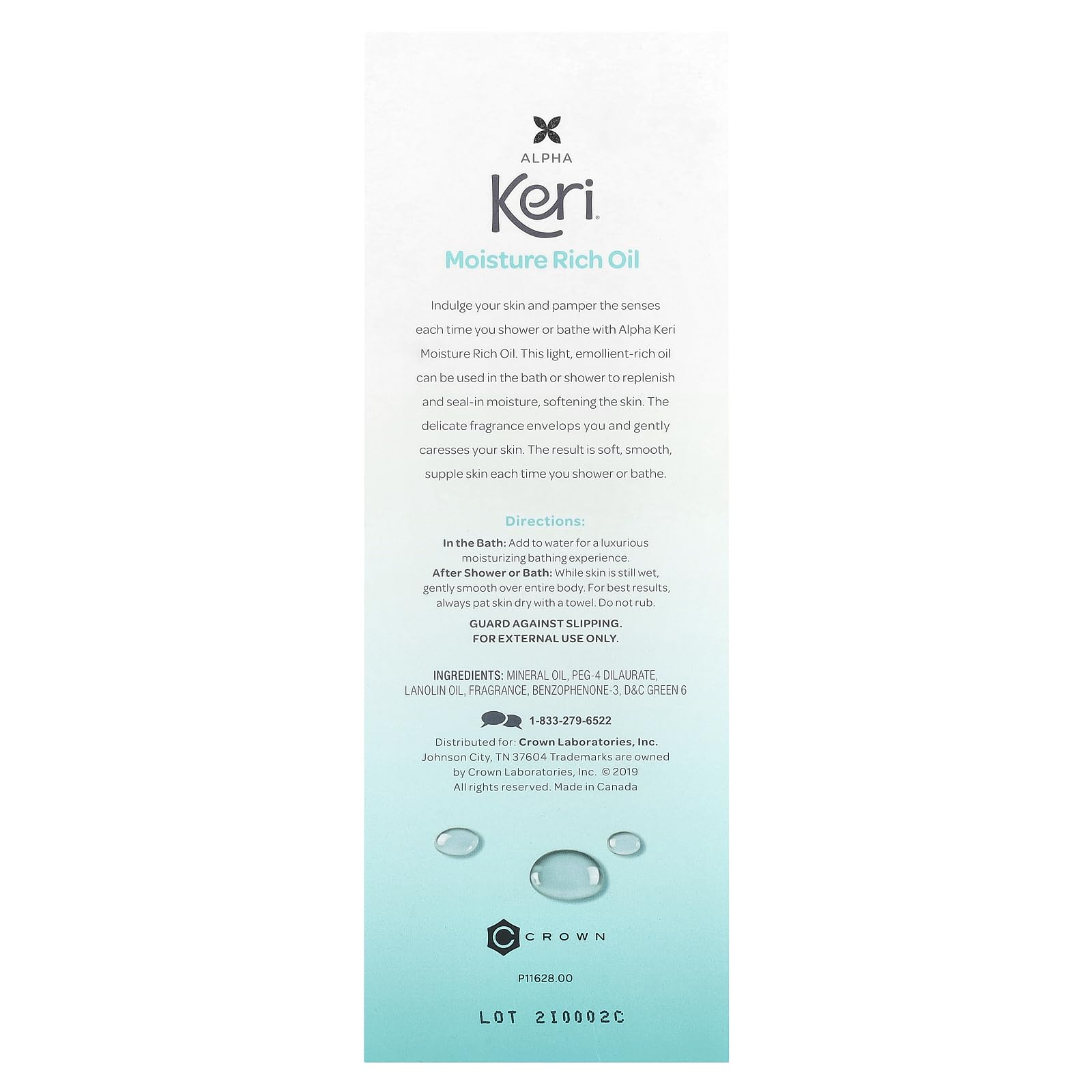 Keri Moisture Rich Shower Bath Oil, Clear, 8 Ounce