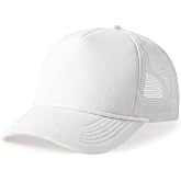 CHOK.LIDS Blank Foam Trucker Hat, Retro Mesh Rope Snapback Cap, Men Women | Lightweight foam front, breathable mesh back, braided rope trim, adjustable snapback, curved or flat bill, men and women