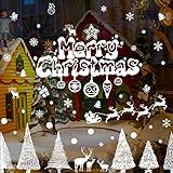Quanhaigou Merry Christmas Wall Decals - Santa Clause/Trees/The Reindeer/Sleigh/Gifts/Balls Removable Window Stickers for Shop Room Doors